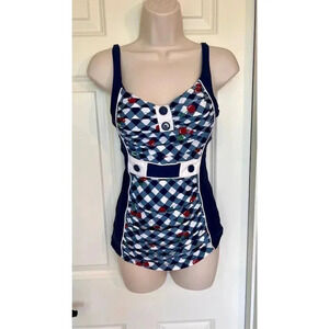Modcloth Women’s Small Susan Cherry Swimwear One‎ Piece Bathing Suit Lined